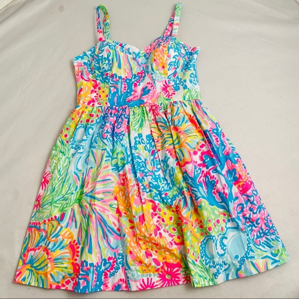 Lilly Pulitzer Ardleigh bright multicolor print Lovers Coral - Picture 6 of 15